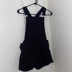 Black denim overalls